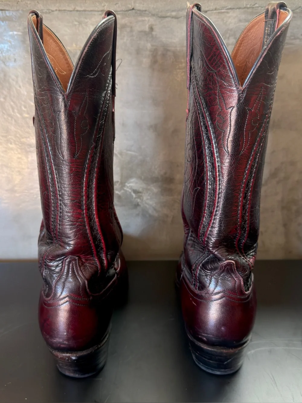 Lucchese Black Label boots in Black Cherry Santini Goat - Men’s 9D